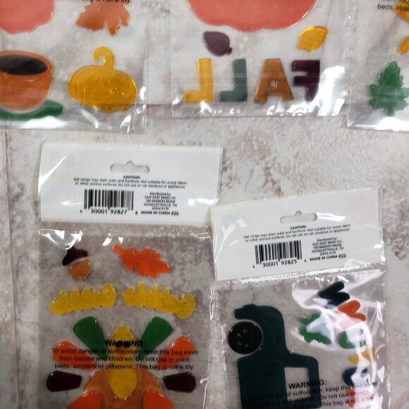 Autumn Decals Fall Gel Perfect Harvest Small Thanksgiving Window Clings 5 Packs - Picture 8 of 12